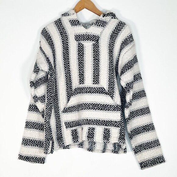 Baja Joe Other - Baja Joe Vintage 90's Striped Pullover Hoodie White Black Grey